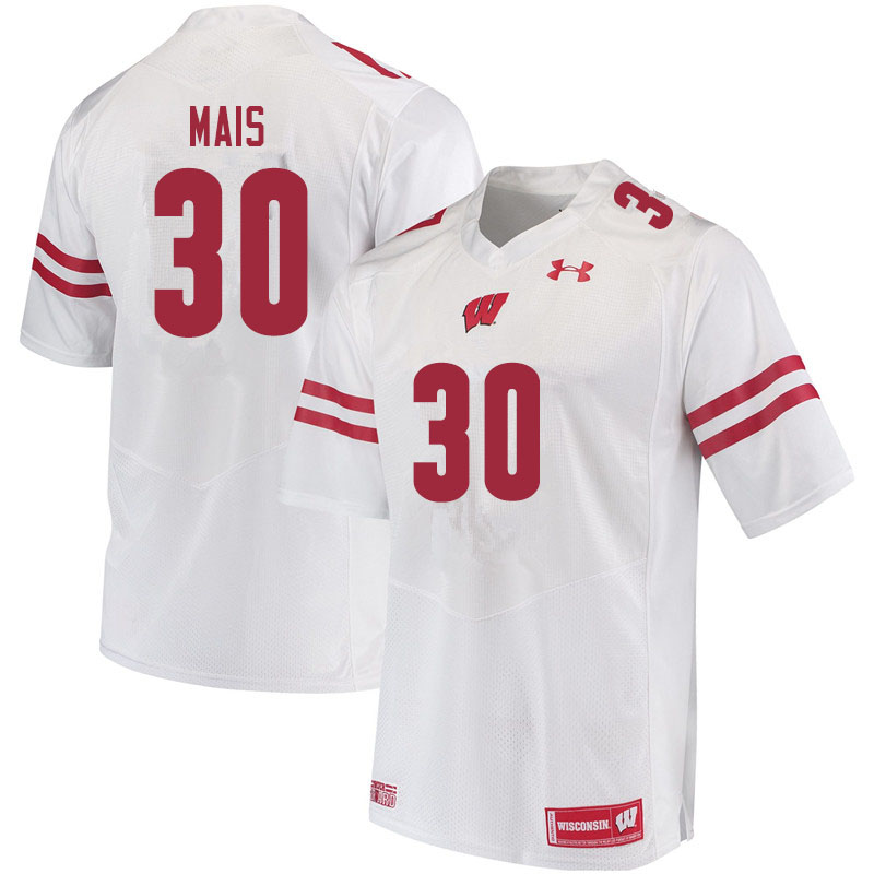 Men #30 Tyler Mais Wisconsin Badgers College Football Jerseys Sale-White